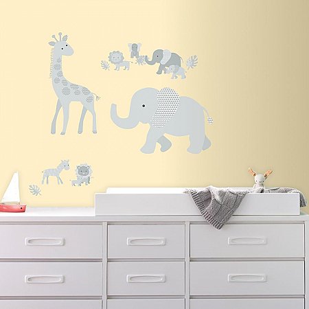 BABY SAFARI ANIMALS PEEL AND STICK GIANT WALL DECALS