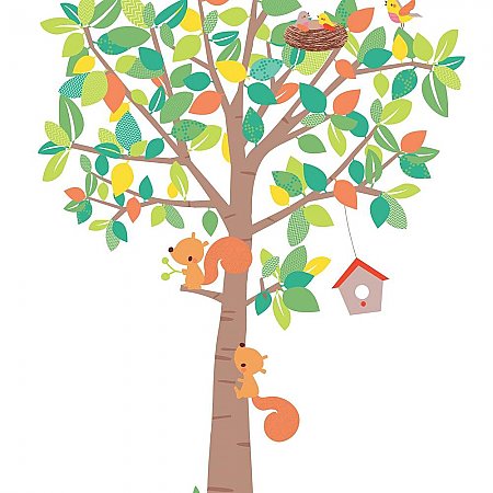 WOODLAND CREATURES TREE PEEL AND STICK GIANT WALL DECALS