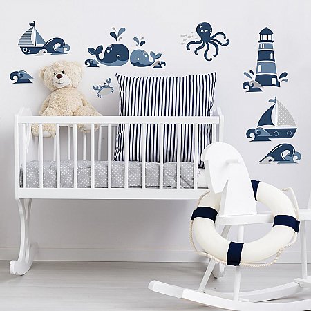 NAUTICAL SEA FRIENDS PEEL AND STICK WALL DECALS