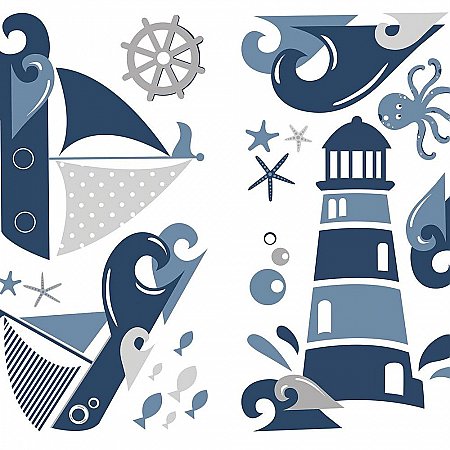 NAUTICAL SEA FRIENDS PEEL AND STICK WALL DECALS