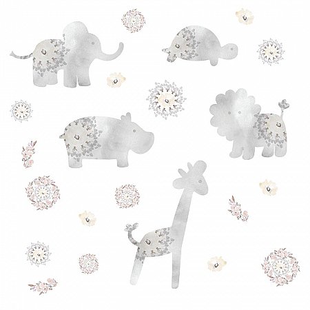 KATHY DAVIS GRAY BABY ANIMALS PEEL AND STICK WALL DECALS
