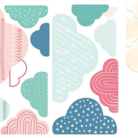 WILD AND FREE CLOUD PEEL AND STICK WALL DECALS WITH MIRRORS