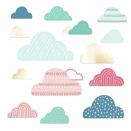 WILD AND FREE CLOUD PEEL AND STICK WALL DECALS WITH MIRRORS