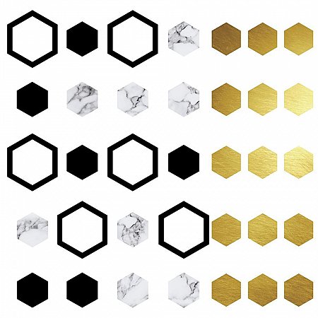 HEXAGON PEEL AND STICK WALL DECALS WITH FOIL