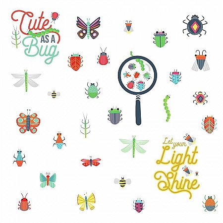 COLORFUL BUGS PEEL AND STICK WALL DECALS
