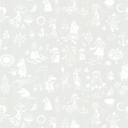 Moomin Light Grey Novelty Wallpaper
