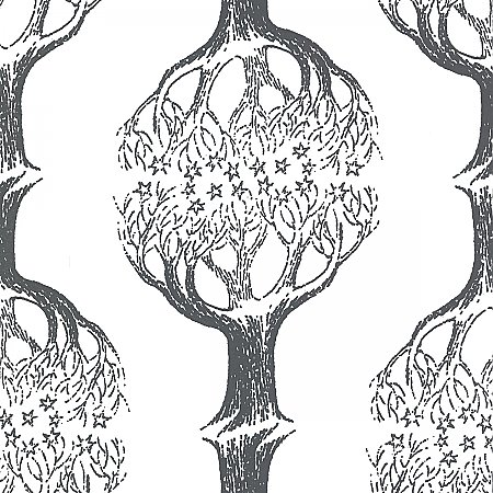 Celesta Grey Tree Wallpaper