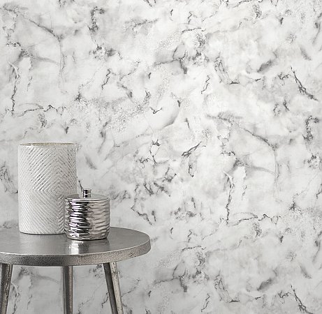 Notting Hill Light Grey Marble Wallpaper