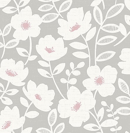 Bergman Pink Scandi Flower Wallpaper