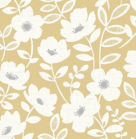 Bergman Mustard Scandi Flower Wallpaper