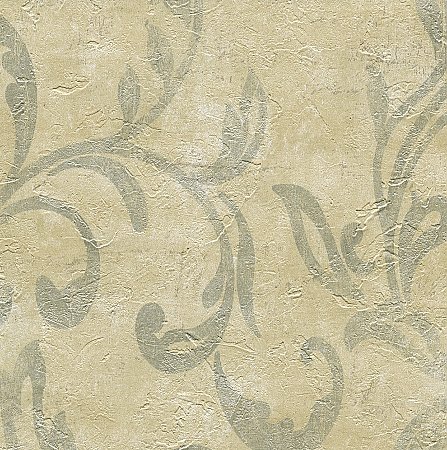 Plume Stone Modern Scroll Wallpaper