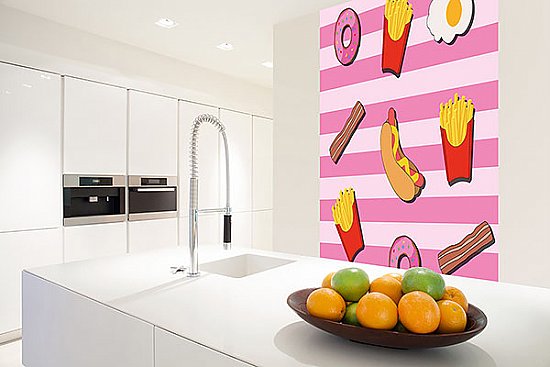 Fast Food Kitchen Pink Wall Mural WG5008-2P-1