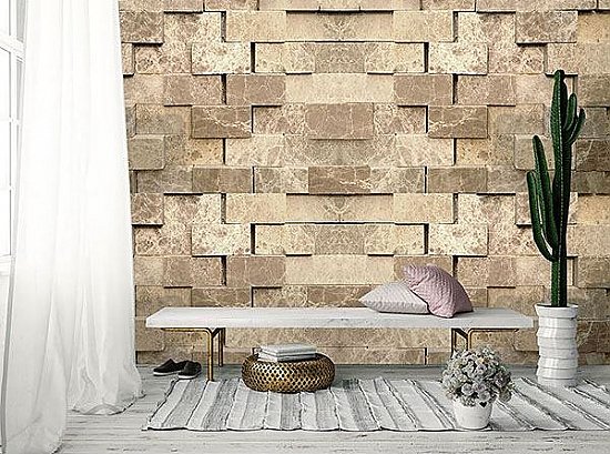 3D Stone Wall Wall Mural