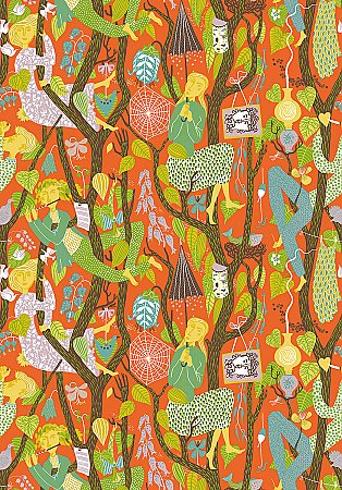 Melodi Orange Folk Wallpaper