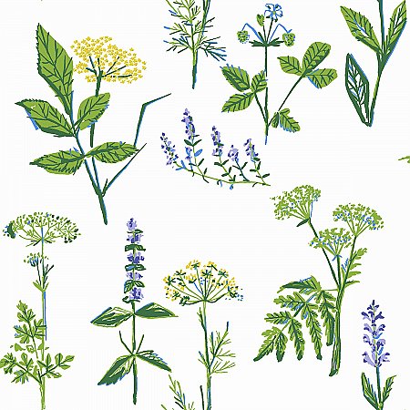Köksväxter Green Floral Wallpaper