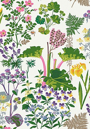 Rabarber Taupe Floral Wallpaper