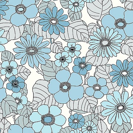 Capriana Light Blue Floral Burst Wallpaper