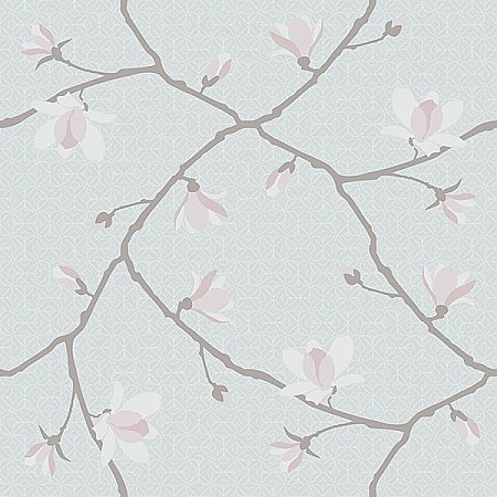 Sabella Seafoam Magnolia Branch Wallpaper