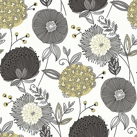Valda Olive Modern Floral Wallpaper