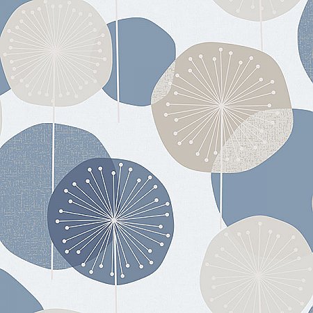 Raelyn Blue Floral Geometric Wallpaper