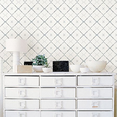 Dagfinn Grey Modern Trellis Wallpaper