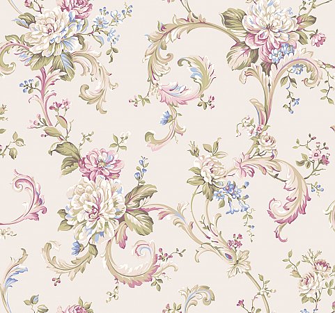 Arlington Floral Scroll Wallpaper