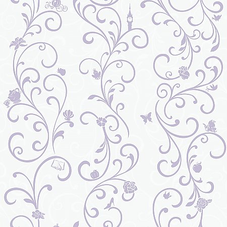 Disney Princess Scroll Stripe Wallpaper