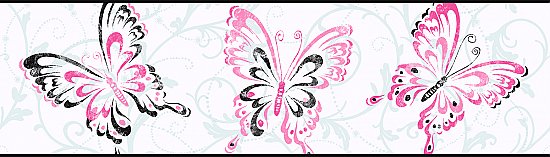 Butterfly/Scroll Removable Wallpaper Border
