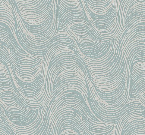 Great Wave Wallpaper - Silver/Blue