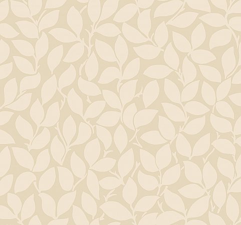 Leaf and Vine Wallpaper - Beige W/Iridescent