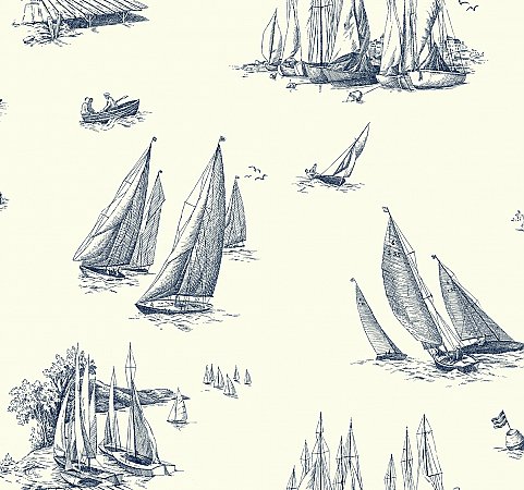Sailboat Toile Wallpaper