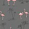 Sanibel Dark Grey Flamingo Wallpaper