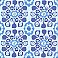 Valencia Blue Ikat Floral Wallpaper