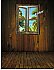 Beach Cabin Window Mural #7 One-piece Peel and Stick Canvas Wall Mural