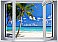 Tropical Ocean Window 1-Piece Peel and Stick Canvas Mural
