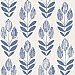 Scandinavian Blue Block Print Tulip Wallpaper