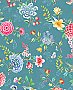 Good Evening Teal Floral Garden Wallpaper
