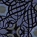 Caspian Blueberry Swirling Flocked Geometric Wallpaper