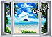 Tropical Window One-piece Peel and Stick Canvas Wall Mural
