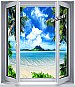 Enchanted Island Window 1-Piece Peel and Stick Canvas Wall Mural