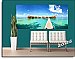 Maldives Beach Resort Panoramic One-piece Peel & Stick Canvas Wall Mural Roomsetting