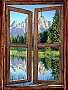 Mountain Cabin Window Mural #1