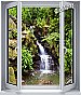 Black Forest Waterfall Window 1-Piece Peel & Stick Wall Mural rOOMSETTING