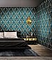 Dis Rumba Blue Scroll Damask Wallpaper