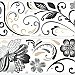 BLACK AND WHITE FLOWER SCROLL PEEL AND STICK GIANT WALL DECALS