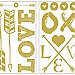 GOLD LOVE WITH HEARTS AND ARROWS PEEL AND STICK WALL DECALS