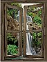 Waterfall Cabin Window Mural #4 One-piece Peel and Stick Canvas Wall Mural