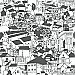 Lissabon Black Village Motif Wallpaper